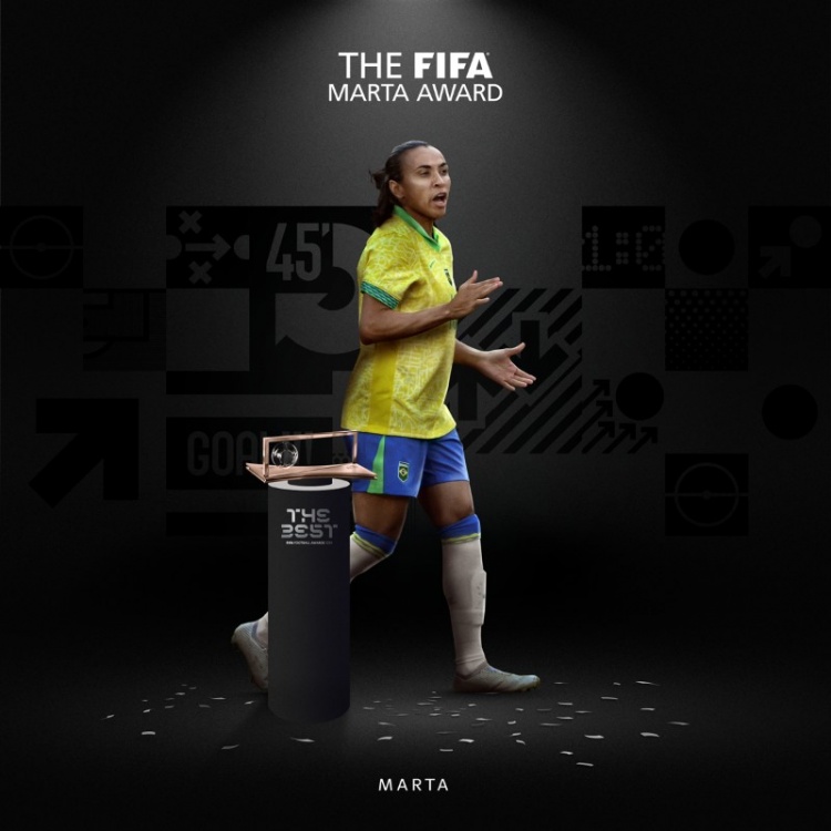 女足版普斯卡什！FIFA官方：巴西傳奇瑪塔獲得首屆瑪塔獎